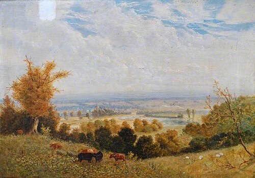 View of Gainford from the Yorkshire Side of the River Tees, 1860, Samuel Averill Elton