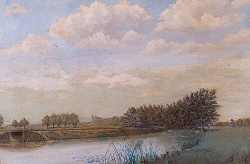 Kennet from Weir Mill, Reading, Berkshire, 1907, Samuel Camden