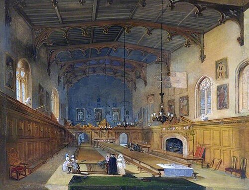 The Great Hall of Durham Castle, Facing South, 1836, Edward Hastings