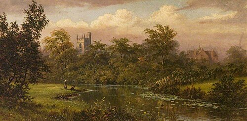 River, Church and Grammar School, 1885, Jacob Stanley