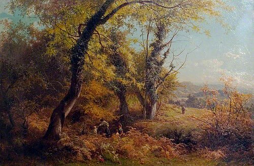 October in Surrey: Children Nutting, 1875, Edward Henry Holder