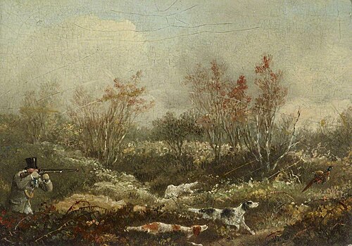 Sportsmen shooting Pheasant over Setters, 1837, Samuel John Egbert Jones