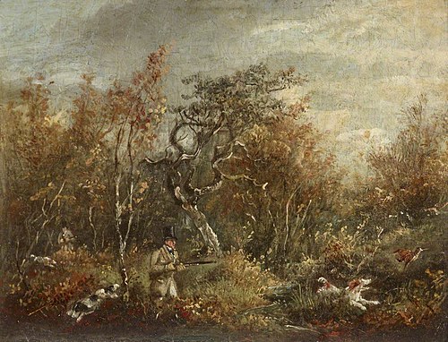 Woodcock Shooting, one Gun with a Dog, 1837, Samuel John Egbert Jones