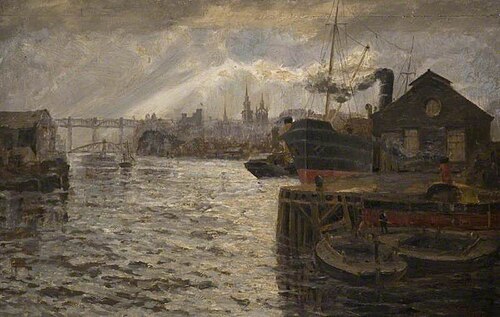 The Tyne with the High Level Bridge, Newcastle, 1920, Samuel Sykes
