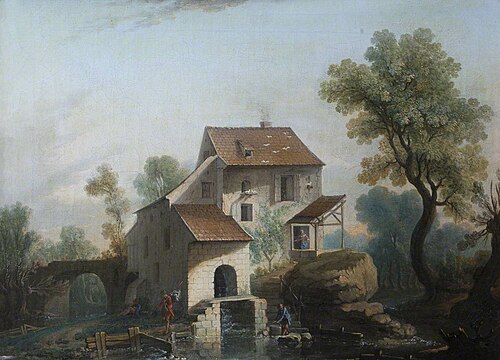 A Watermill and Millpond with Figures, 1752, Jacques Nicolas Julliard