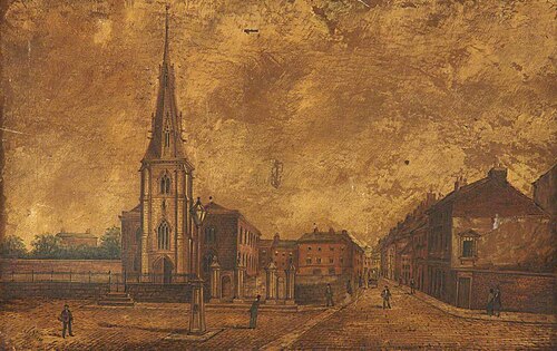 Old Bury Parish Church and Fleet Street, 1881, James 'Clock' Shaw