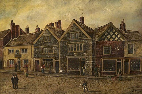 Corner of Bolton Street and Market Place, Bury, 1894, James 'Clock' Shaw