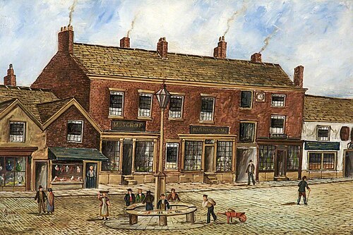 The Market Place, Bury, Showing the Fish Stones, 1894, James 'Clock' Shaw