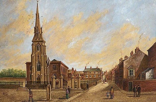 Old Bury Parish Church and Fleet Street, 1870, 1898, James 'Clock' Shaw