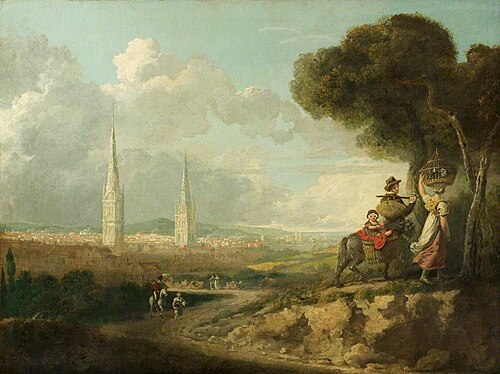 Coventry from Hillfields, Warwickshire, 1807, Edward Rudge