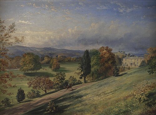 Dolerw house and gardens, 1876, Edward Salter