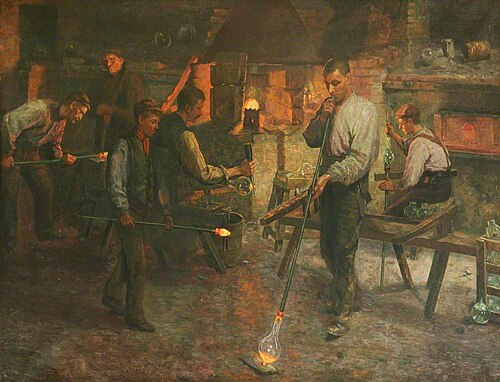 Glass Blowing, Lamp Chimney Making, 1893, Andrew Colley