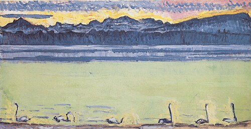 Genfersee mit Mont-Blanc in der Morgendämmerung, 1918, Ferdinand Hodler