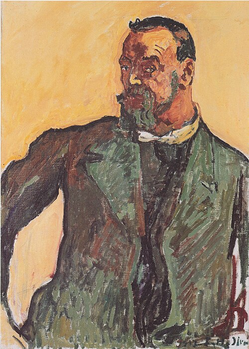 Selbstbildnis mit grünem Kittel, 1917, Ferdinand Hodler