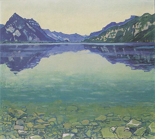 Thunersee mit symmetrischer Spiegelung vor Sonnenaufgang, 1904, Ferdinand Hodler