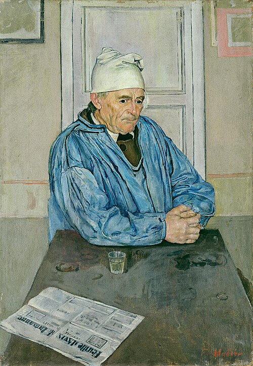 Bildnis Emile Borgeaud (?). Müller am Tisch, 1887, Ferdinand Hodler