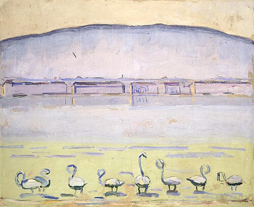 Genfersee mit Salève und Schwänen, 1914, Ferdinand Hodler