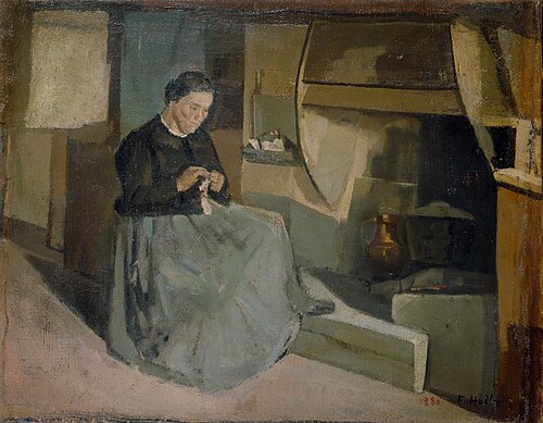 Näherin am Kamin, 1885, Ferdinand Hodler