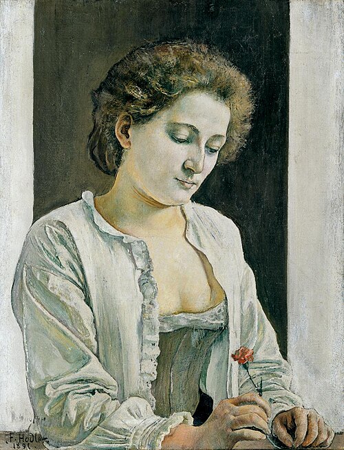Bildnis einer Unbekannten. Frau mit Nelke, 1892, Ferdinand Hodler