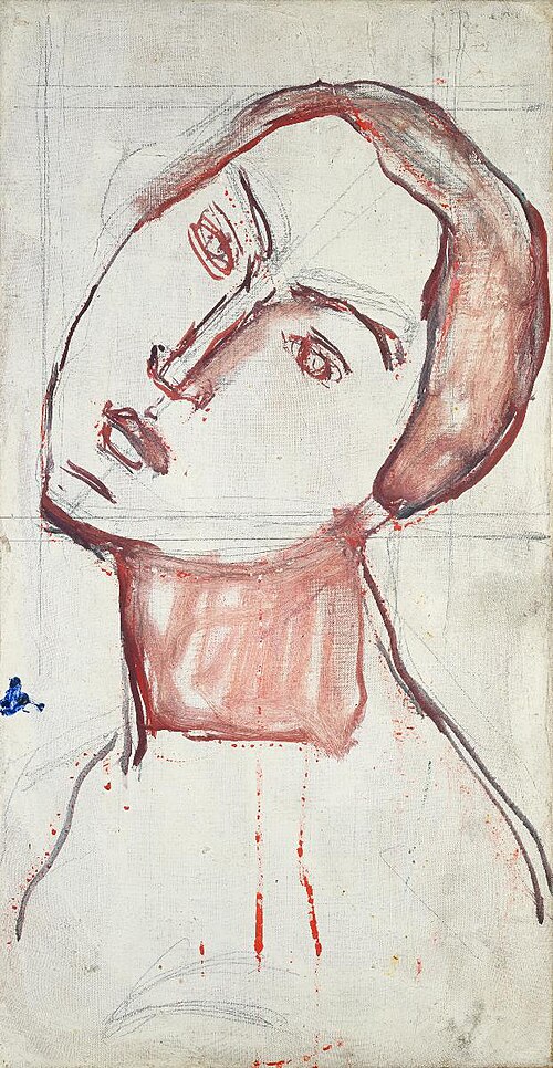 Schreitender weiblicher Akt, Kopfstudie, 1916, Ferdinand Hodler