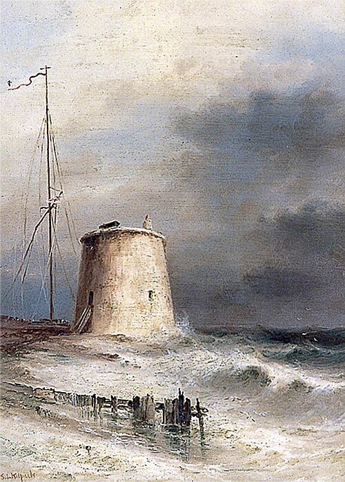 Martello Tower at Bulverhythe, East Sussex, 1867, Sarah Louisa Kilpack