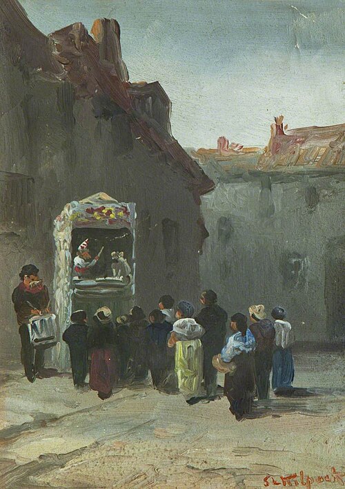 People watching a Punch and Judy Show, 1904, Sarah Louisa Kilpack
