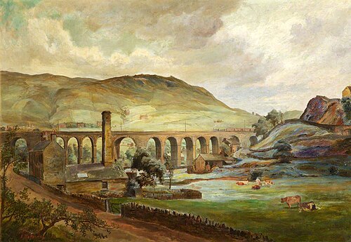 The Saddleworth Viaduct, Oldham, Lancashire, 1885, Edwin Bottomley