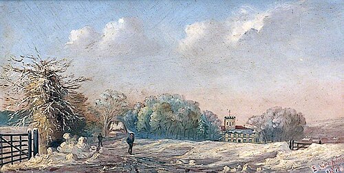 Broadwater Church from Manor Field, 1881, Edwin Compton