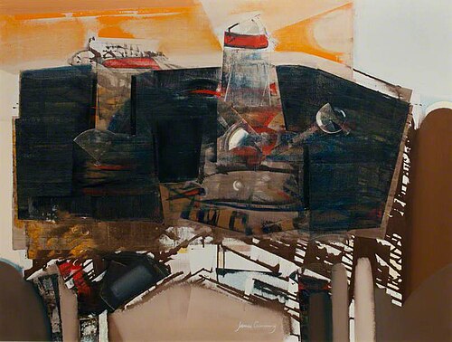 Croft Table with Oil Lamp and Chimney, 1963, James Cumming