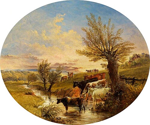 Landscape with Stream and Cattle, , James Flewitt Mullock