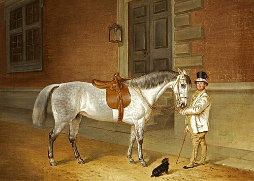 Lady Rosamund's Dappled Grey Mare with Head Groom at Tredegar House, Monmouthshire, 1851, James Flewitt Mullock