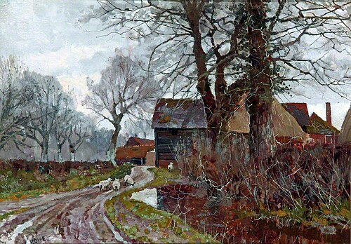 Landscape, Sheep and Farm, , Sidney Grant Rowe
