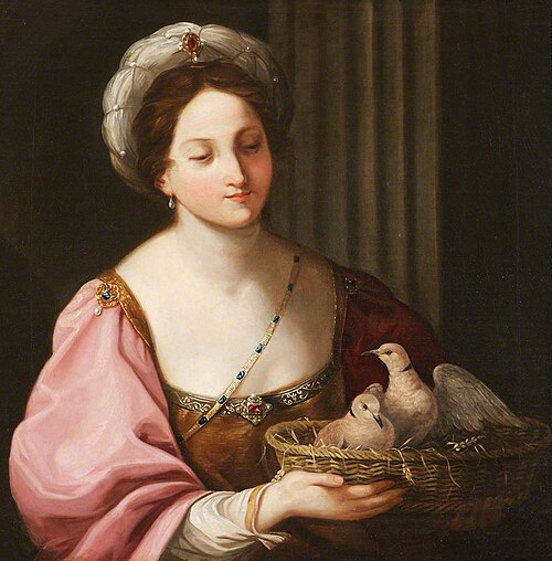 A Young Woman with a Basket of Doves (after Elizabeth Sirani, after Reni), 1829, Elizabeth Cust