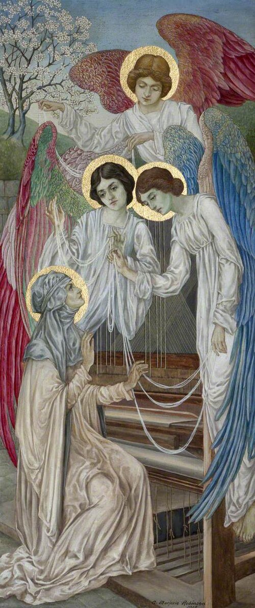It Was Brigit Wove the First Cloth in Ireland (panel 2 of 3), 1918, Anne Marjorie Robinson