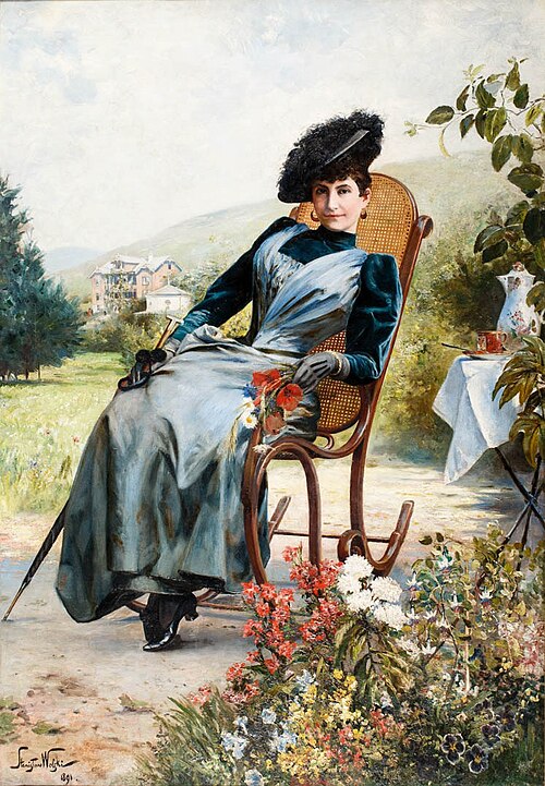 Portret damy w bujaku, 1891, Stanislaw Pomian Wolski