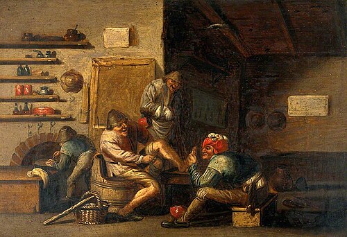 A Surgeon Operating on a Man's Foot (after Adriaen van Ostade), , Anthonie Victoryns