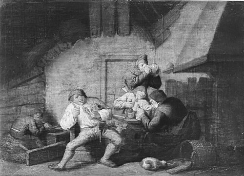 Bønder ved et bord. De fem sanser: Smagssansen, 1646, Anthonie Victoryns