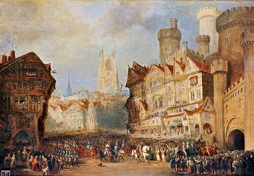 The Entry into London of Richard II and Bolingbroke, 1399, 1839, James Taylor Eglington