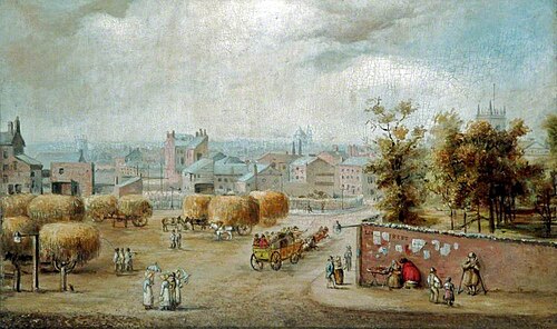 Lime Street in 1818, Site of St George's Hall, 1862, James Taylor Eglington