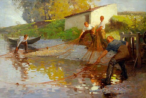 Salmon Fishing on the Tweed, 1907, James Wallace