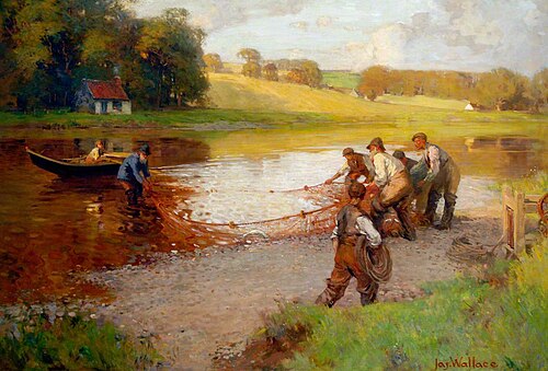Salmon Fishing on the Tweed, 1908, James Wallace