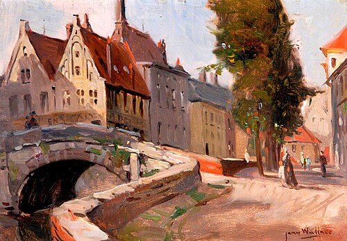 Street with Bridge and Trees, , James Wallace