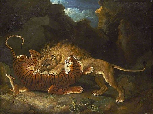 Fight between a lion and a tiger, 1797, James Ward