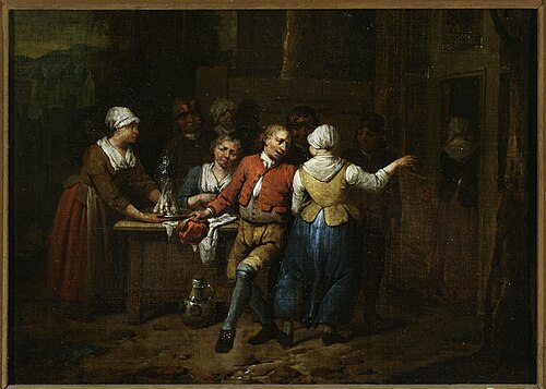Dancing in front of a tavern, 1720, Jan Baptist Lambrechts