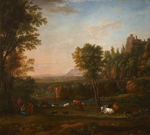A Wooded River Landscape with a Piping Shepherdess, Cattle and Goats, 1768, Jan Frans Beschey