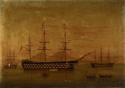 A three-decker at Naples, 1866, 1866, 