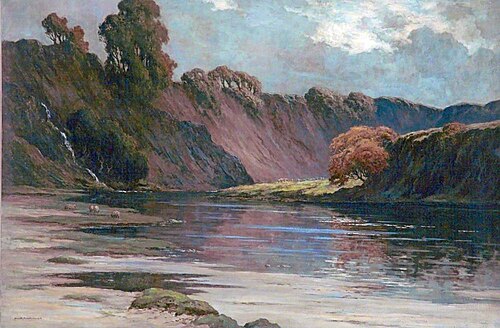 River Wharf near Bolton Abbey, North Yorkshire, 1912, Arnold Priestman