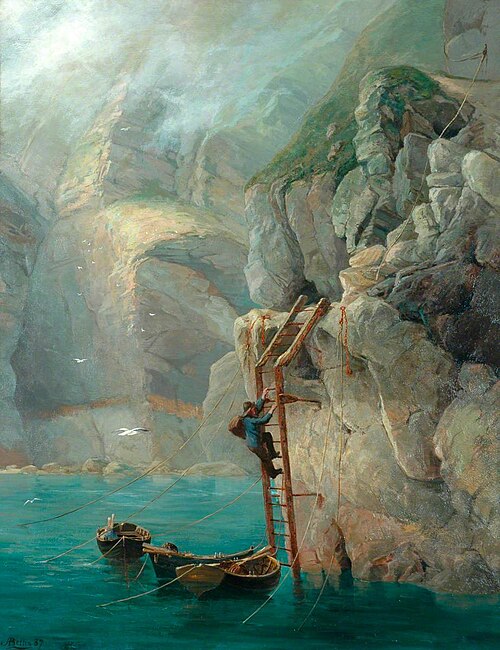 The Lobsterers' Landing Place, Sark, 1887, Arthur Bellin
