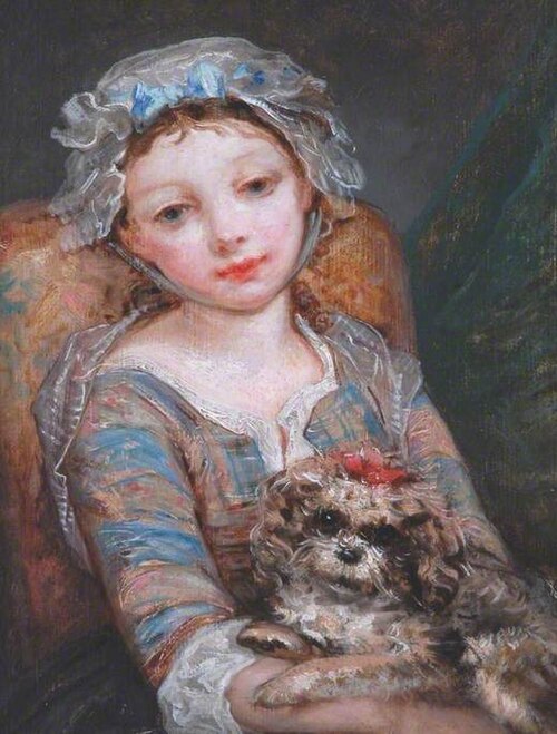 Portrait of a Young Girl Holding a Dog, , Ernest Dupont