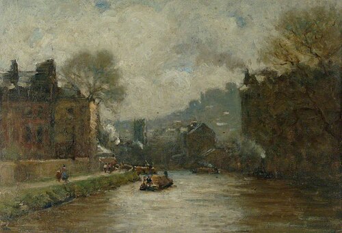 Silver Light, City Smoke, a View of the River Avon at Bradford-on-Avon, , Arthur George Bell